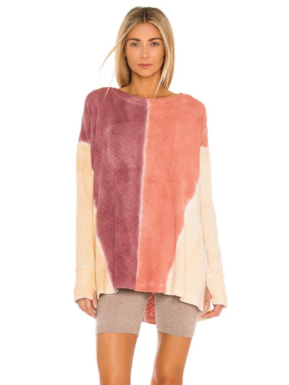 We The Free Cotton Blend Thermal Knit Oversized Logan Tee
